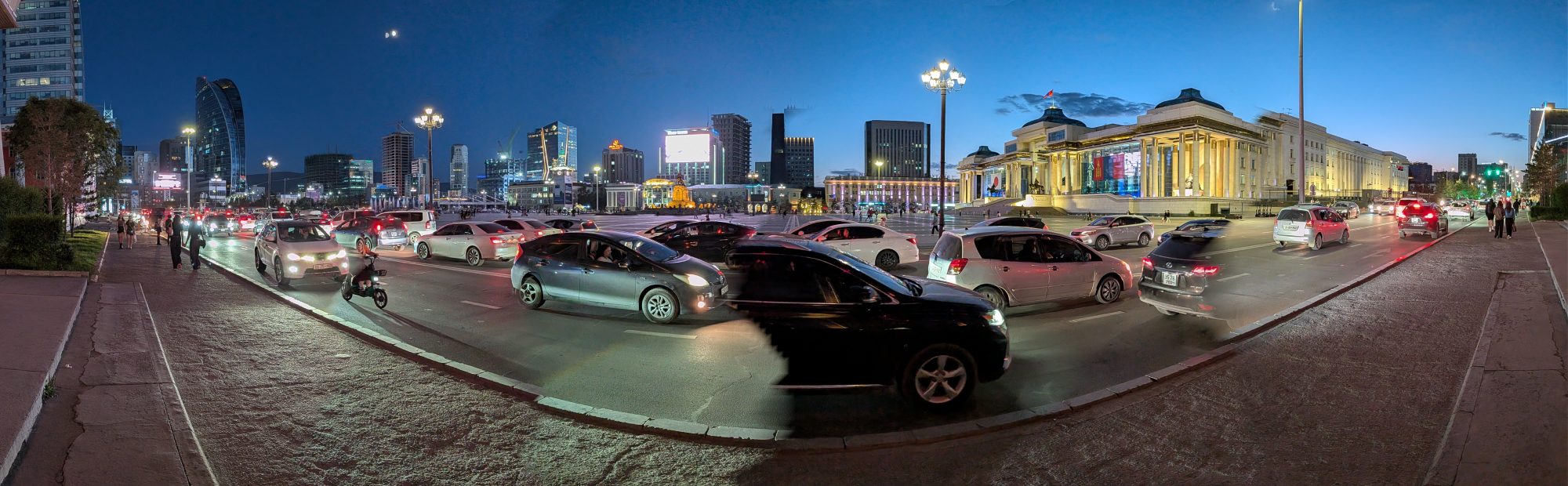 View of Sukhbaatar Square in the evening
